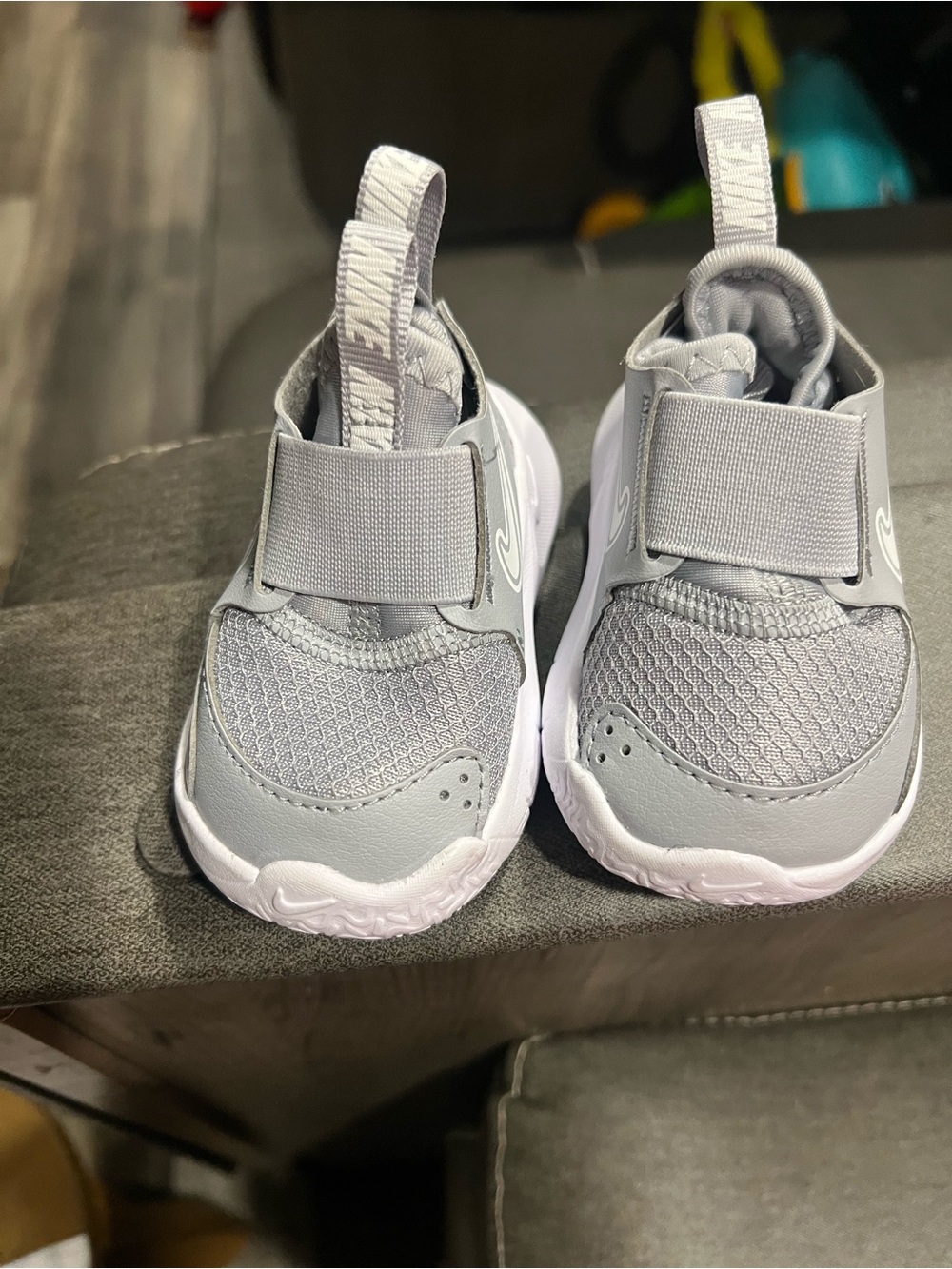 Nike Kids Gray Velcro Slip-On Sneakers size 2c